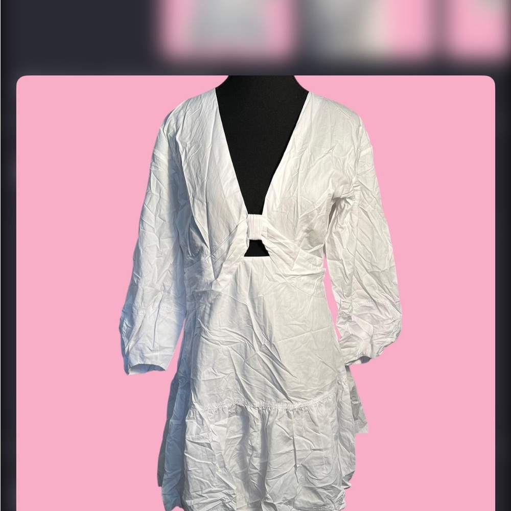 Derek Lam White V-Neck Mini Dress